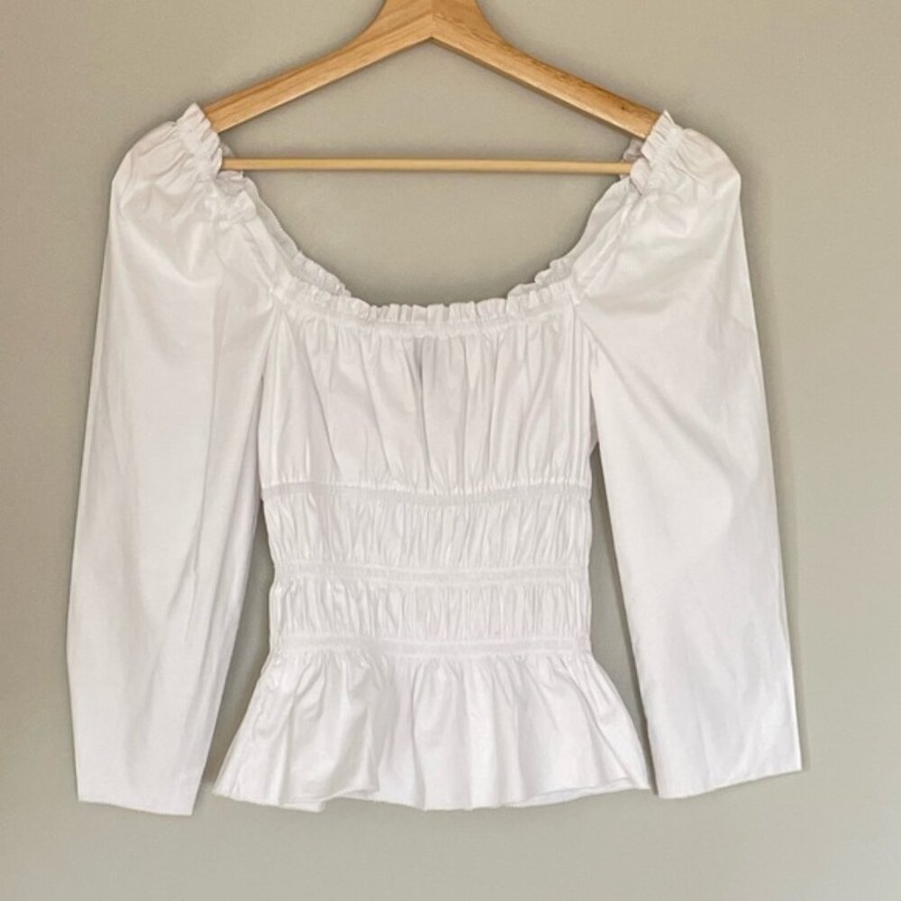 NEW Reformation Lauryn Elegant Cotton White Top Bows | size 4 - Picture 8 of 11